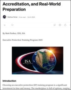Cover photo of executive protection training accreditation article