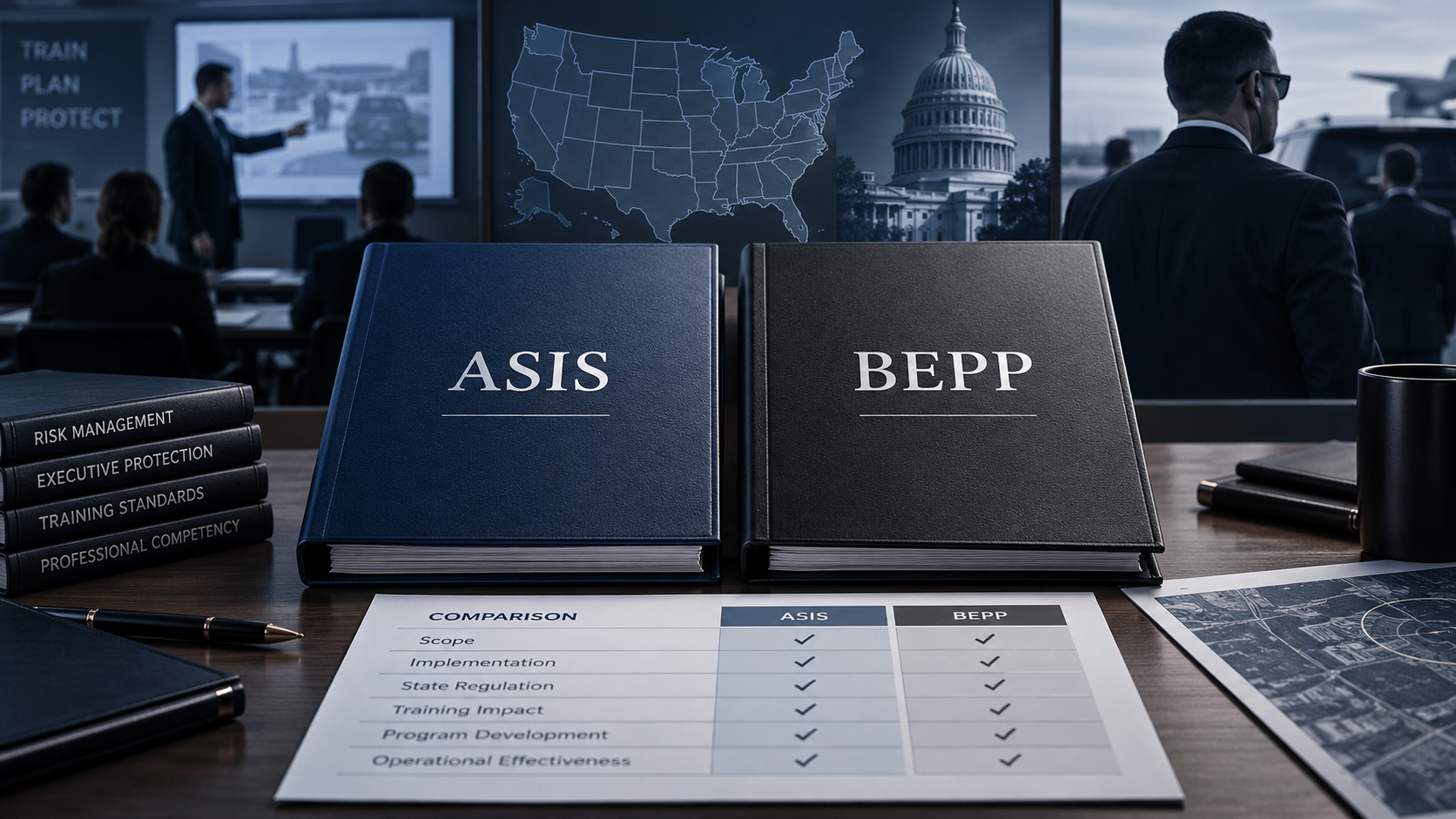 ASIS and BEPP executive protection standards compared through scope, implementation, state regulation and professional competency