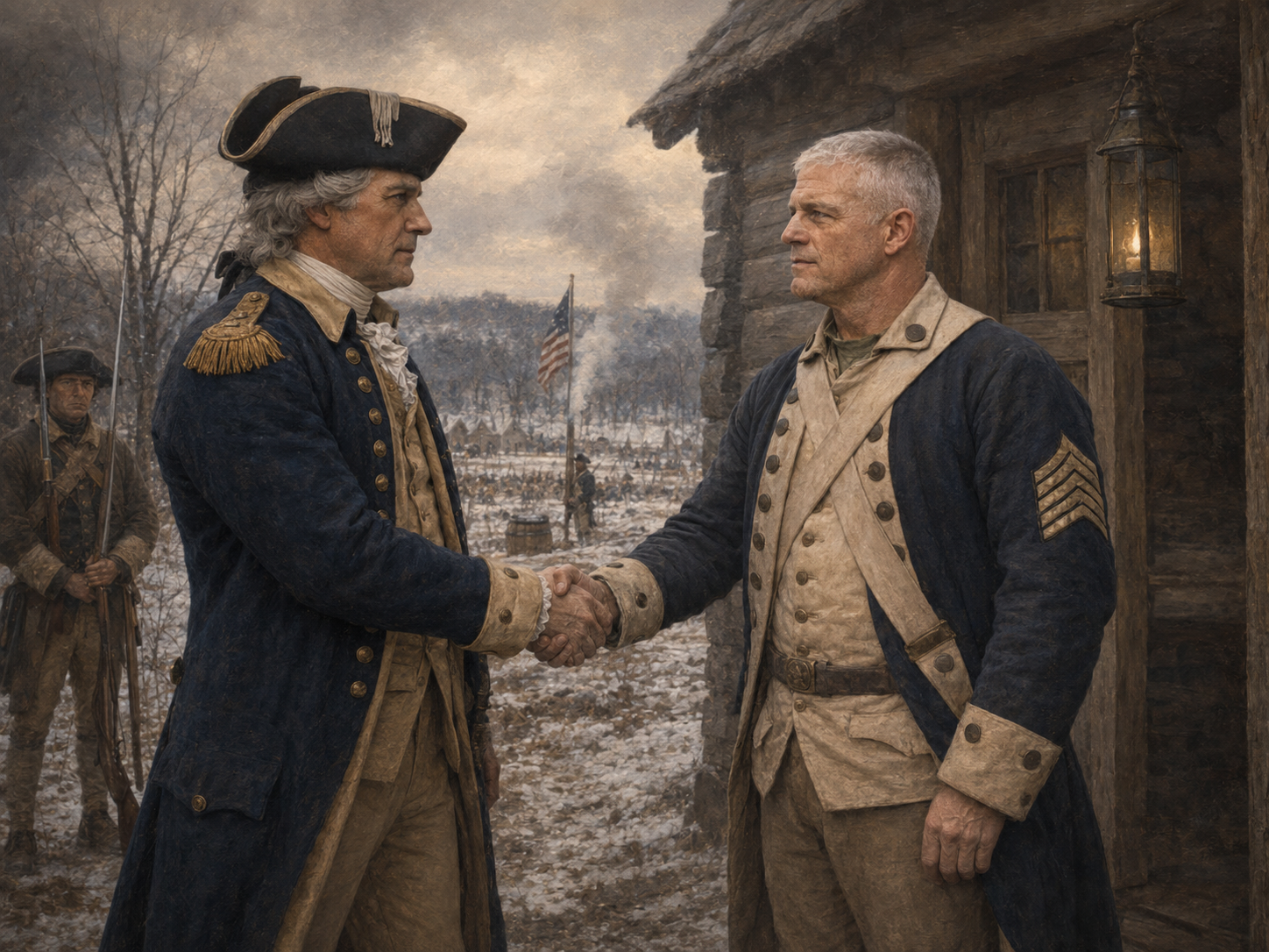 George Washingtons bodyguard, interviewing Gen Washington after the insider breach.