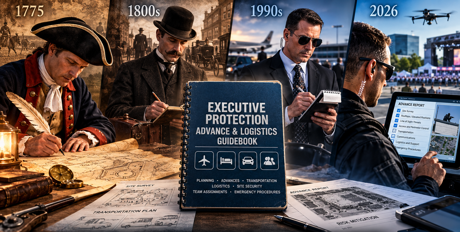 1775-2026 TIMELINE DISPLAYING DIFFERENT PERIODS OF EXECUTIVE PROTECTION PLANNING